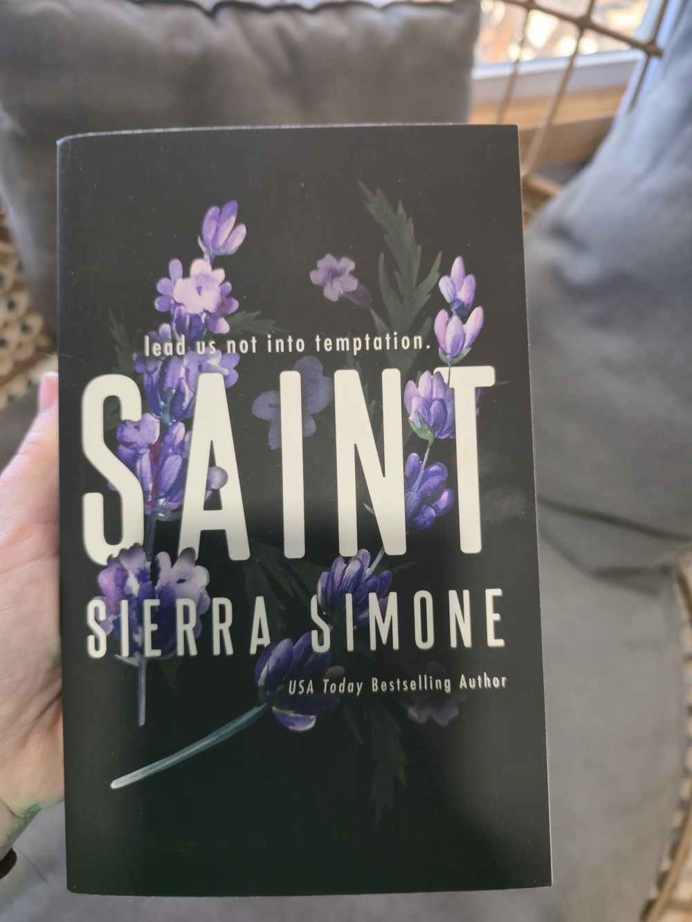 SAINT by Sierra Simone — Paperback Novel with Lavender Floral Cover